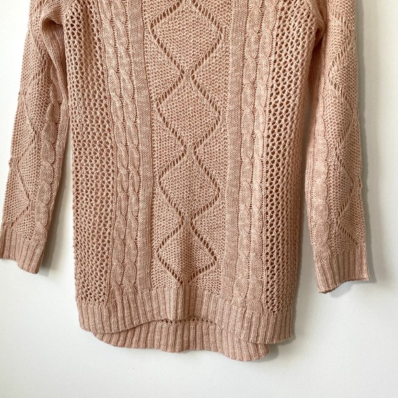 Light Peach Knit Long Sleeve Sweater by Pink Rose in Medium Cotton Blend - Picture 4 of 7